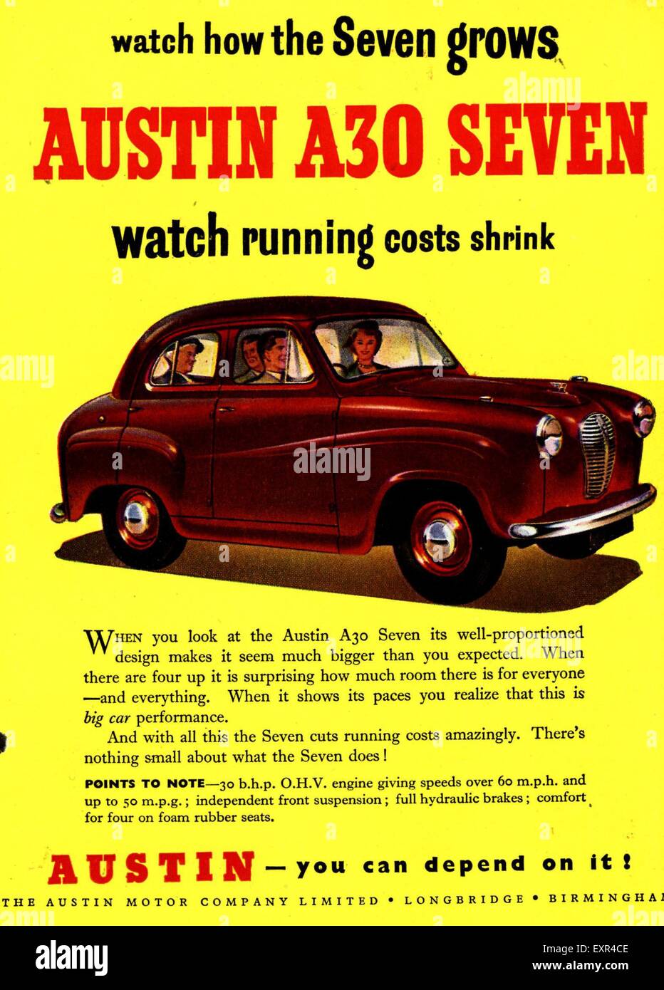 1950 UK Magazine annonce Austin Banque D'Images