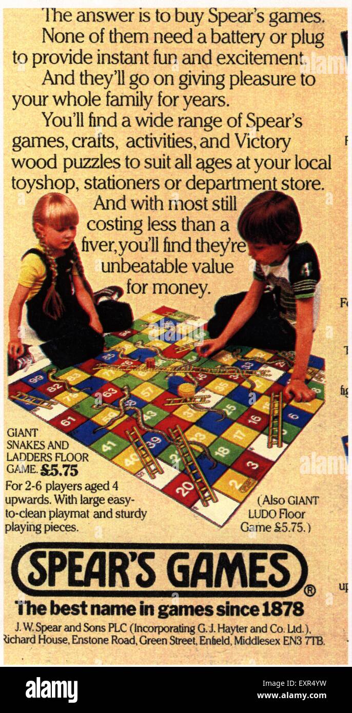 1970 UK jeu de serpents et échelles Annonce magazine Banque D'Images