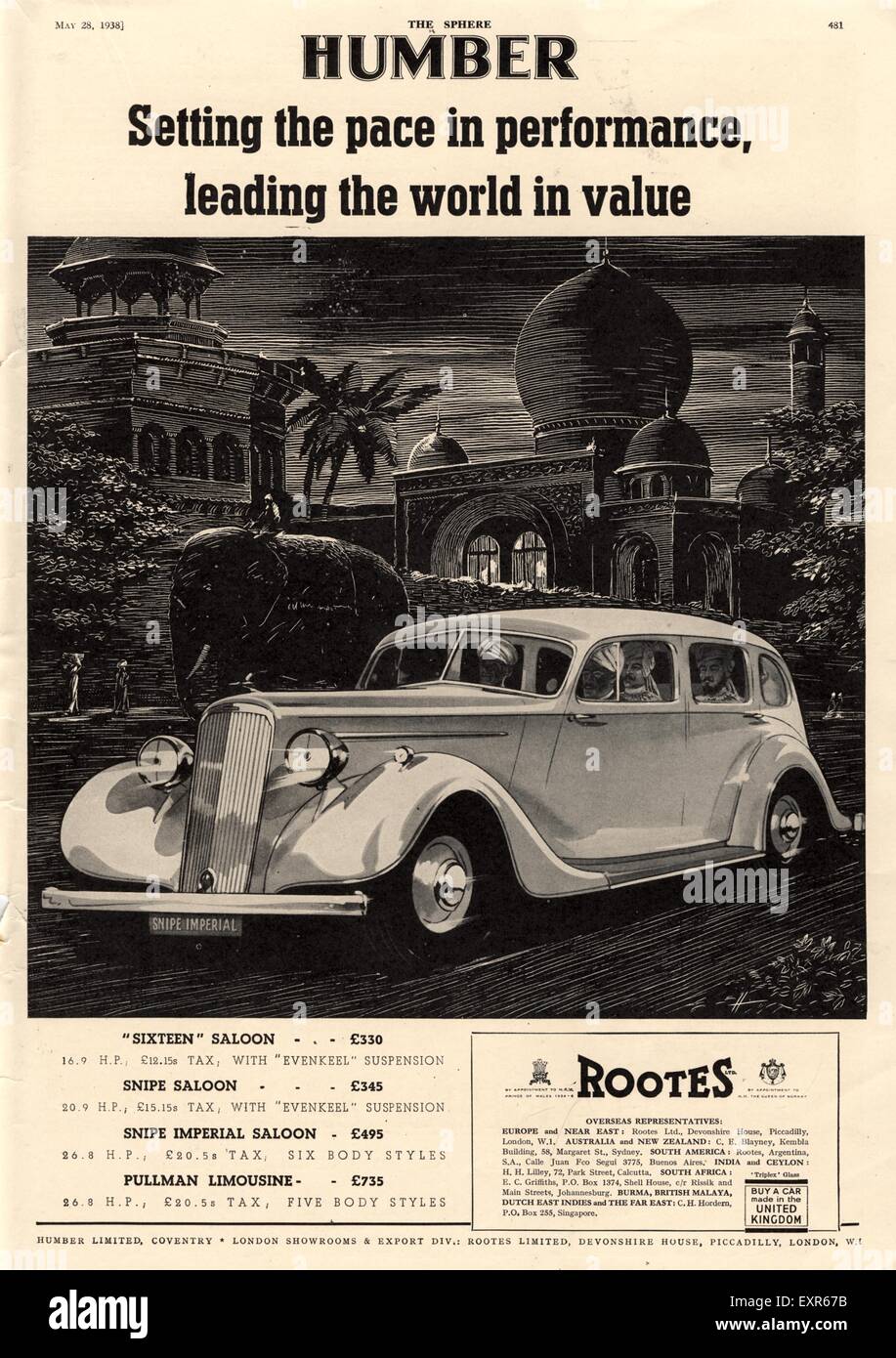 1930 Humber Royaume-uni Annonce magazine Banque D'Images