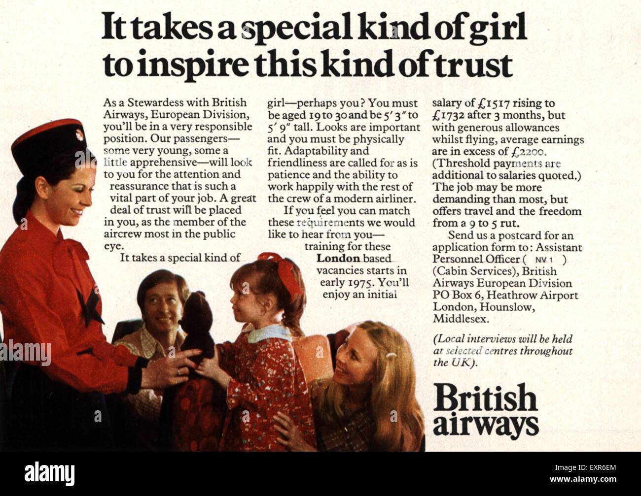 1970 UK British Airways annonce Magazine Banque D'Images