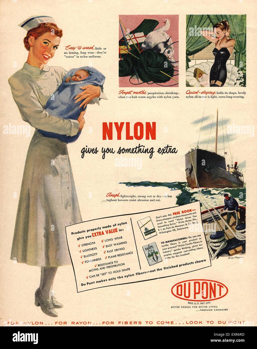 1950 USA par DuPont Nylon Magazine Advert Photo Stock - Alamy