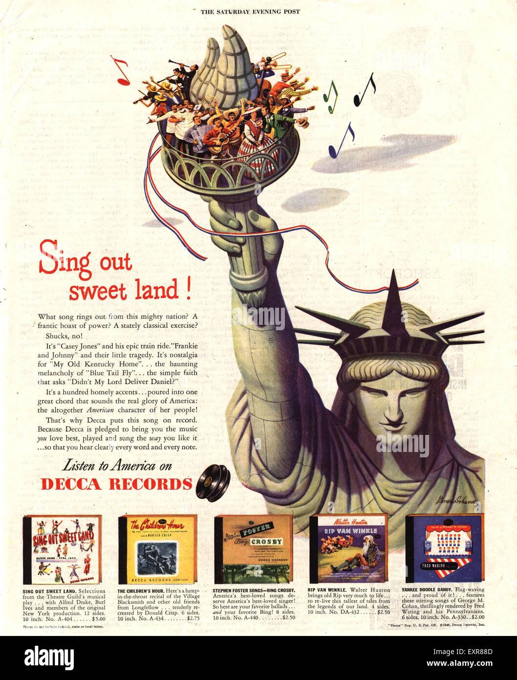 1950 USA Decca Records annonce Magazine Banque D'Images