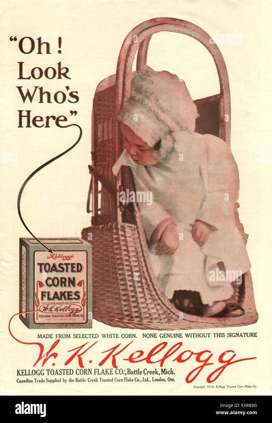 1910 USA Annonce magazine de Kellogg's Banque D'Images