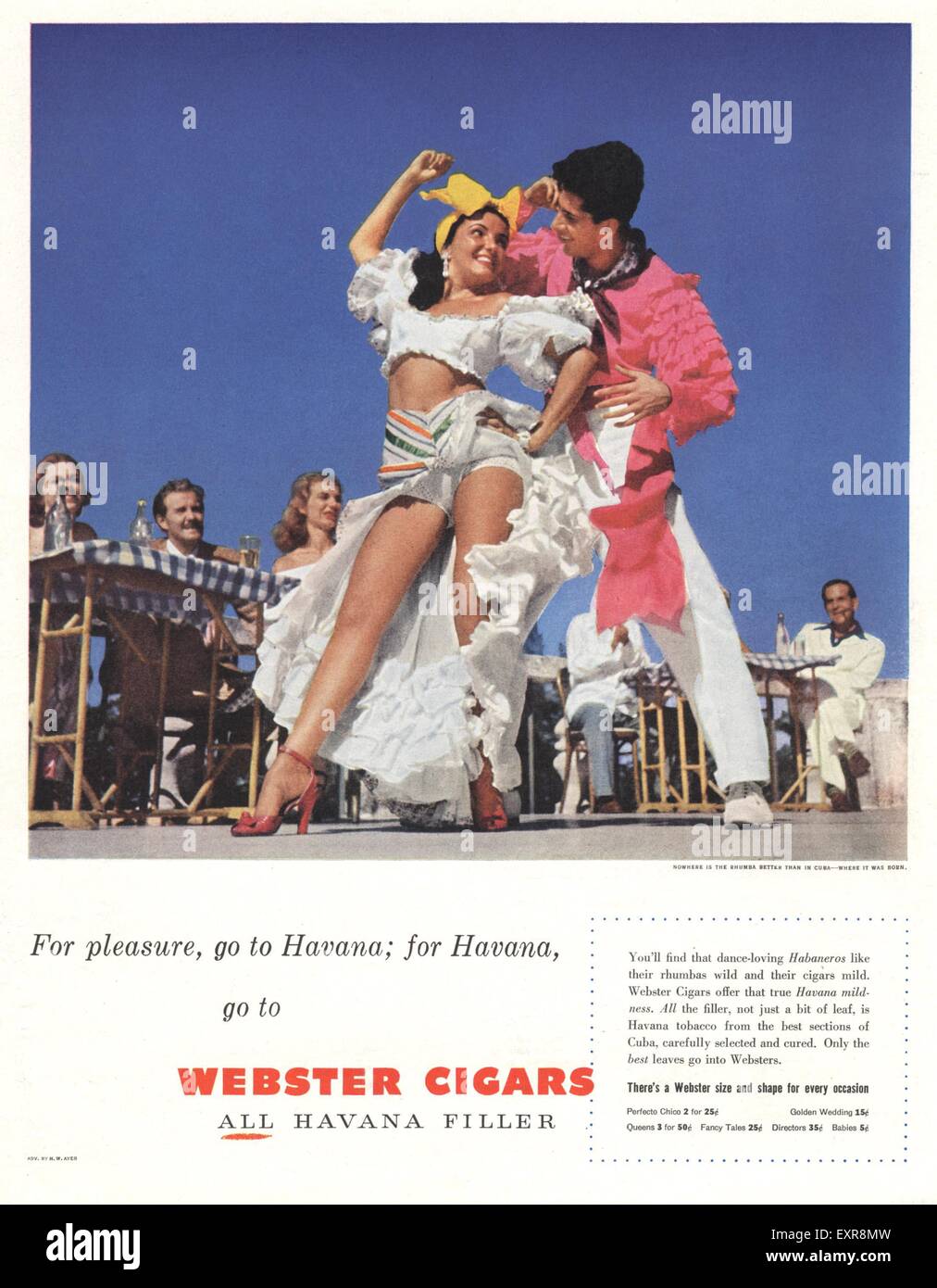 1950 USA Annonce Magazine Cigares Webster Banque D'Images