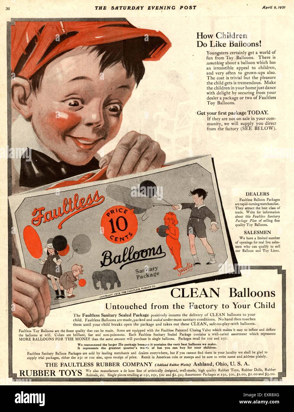 1920 USA Magazine annonce Ballons Banque D'Images