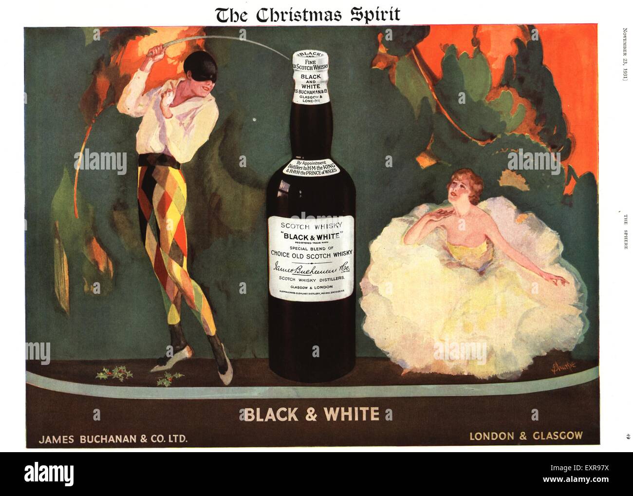 1930 UK Black and White Christmas Magazine Advert Banque D'Images
