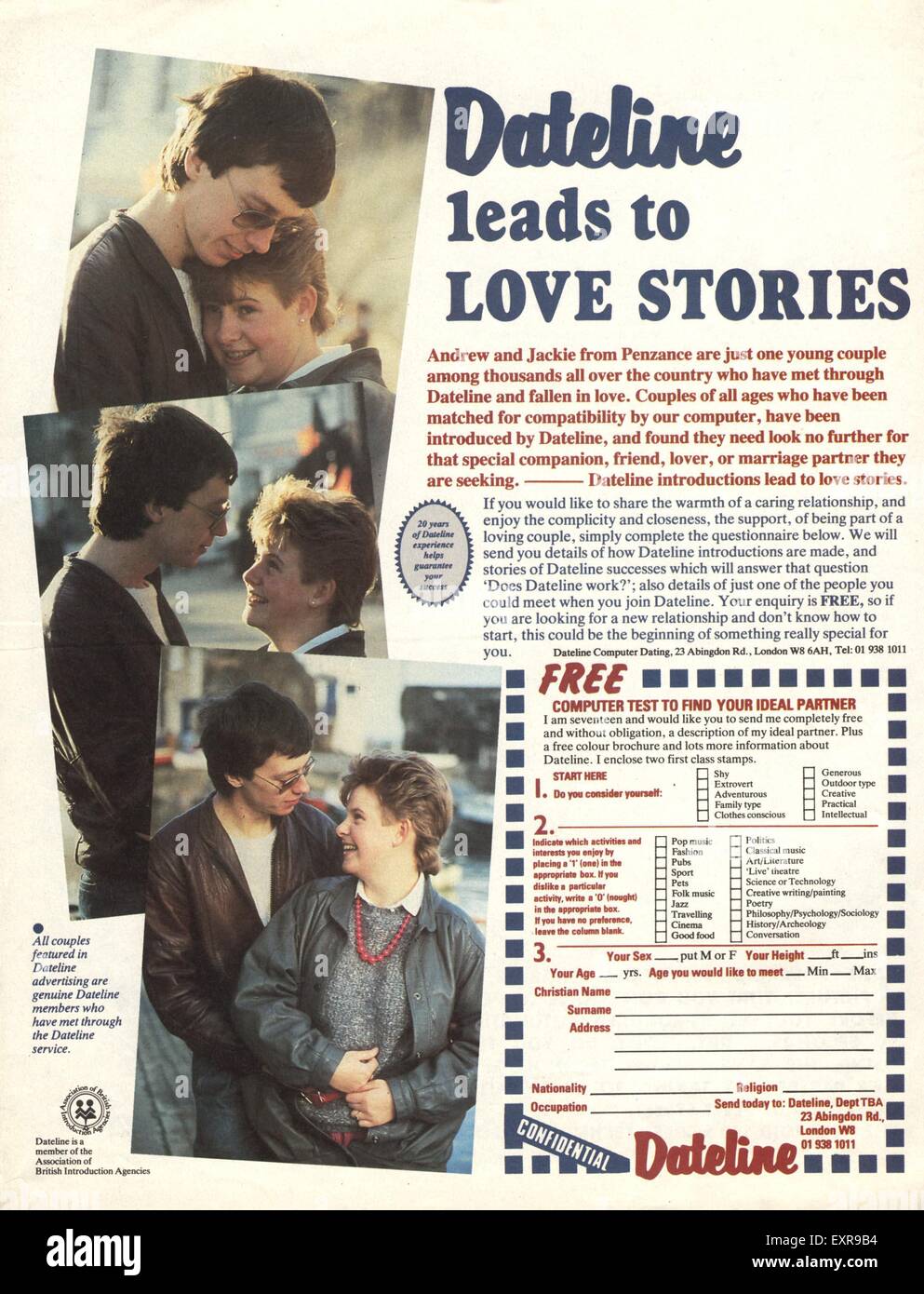 1980 UK Magazine Dateline Annonce Banque D'Images