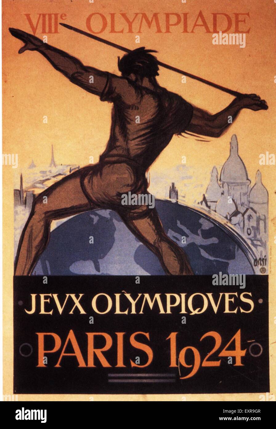 Années 1920, la France affiche des Jeux Olympiques Banque D'Images