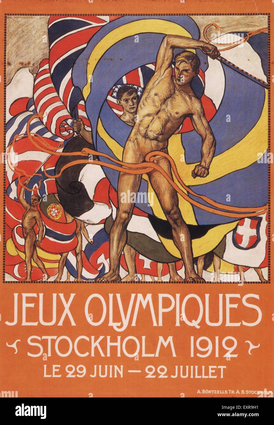 Années 1910 La Suède affiche Jeux Olympiques Banque D'Images