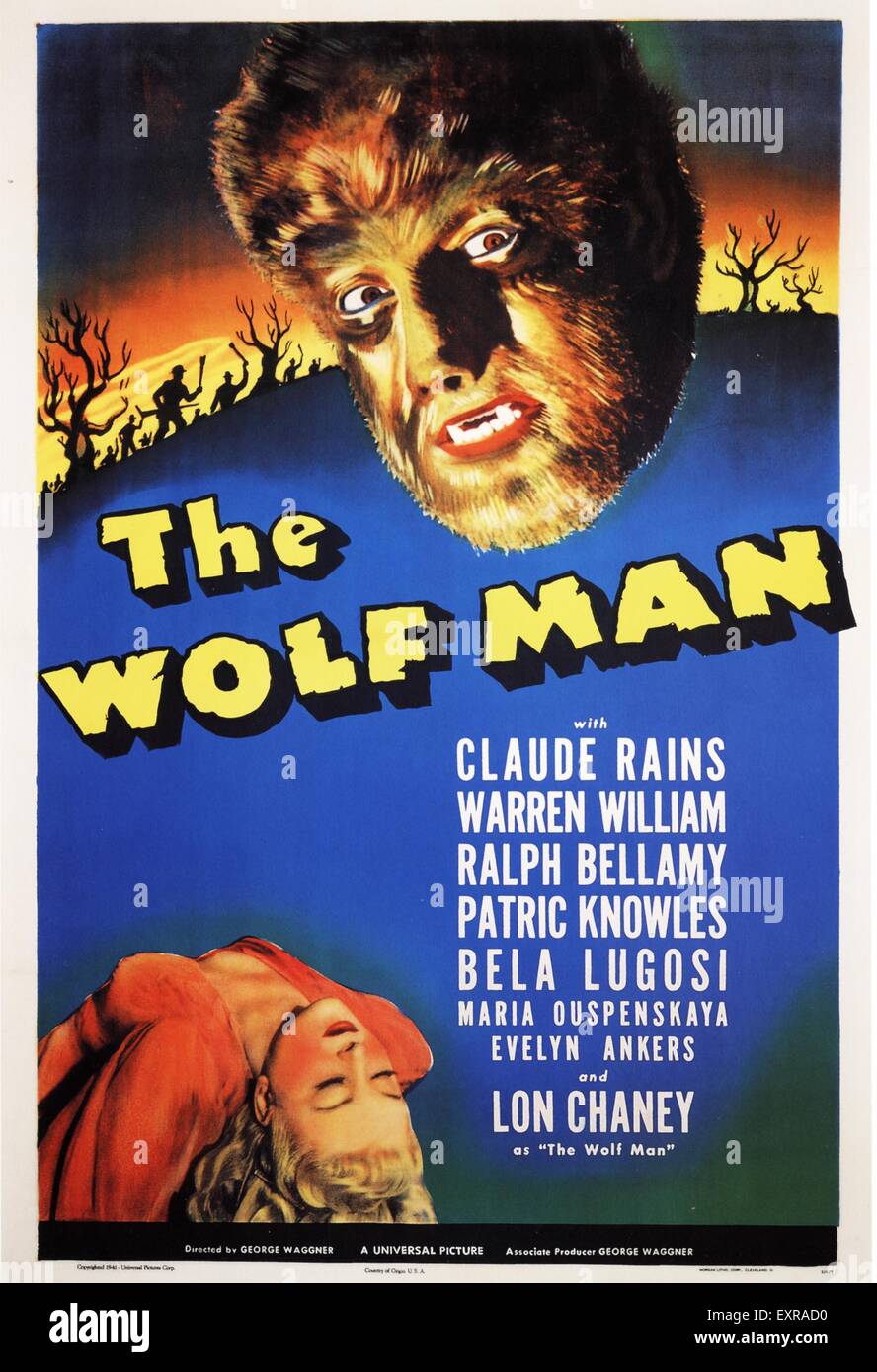 1940 USA The Wolf Man affiche de film Banque D'Images