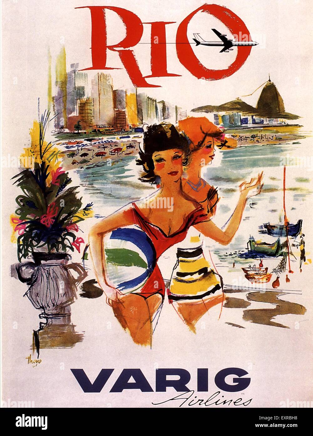 1960 Brésil Varig Poster Banque D'Images