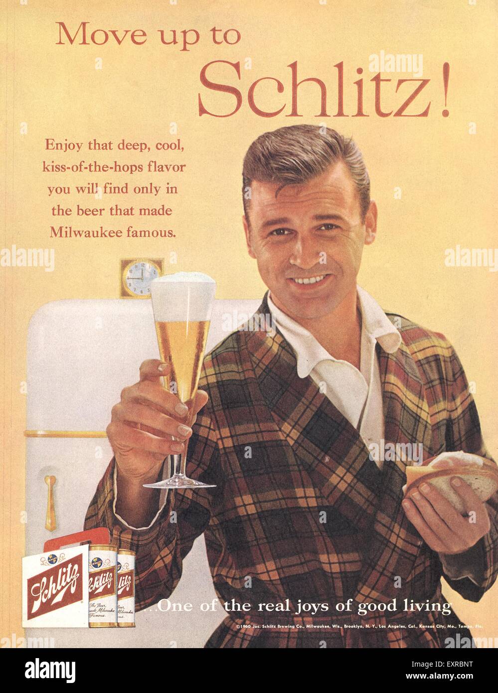 1960 USA Annonce Magazine Schlitz Banque D'Images