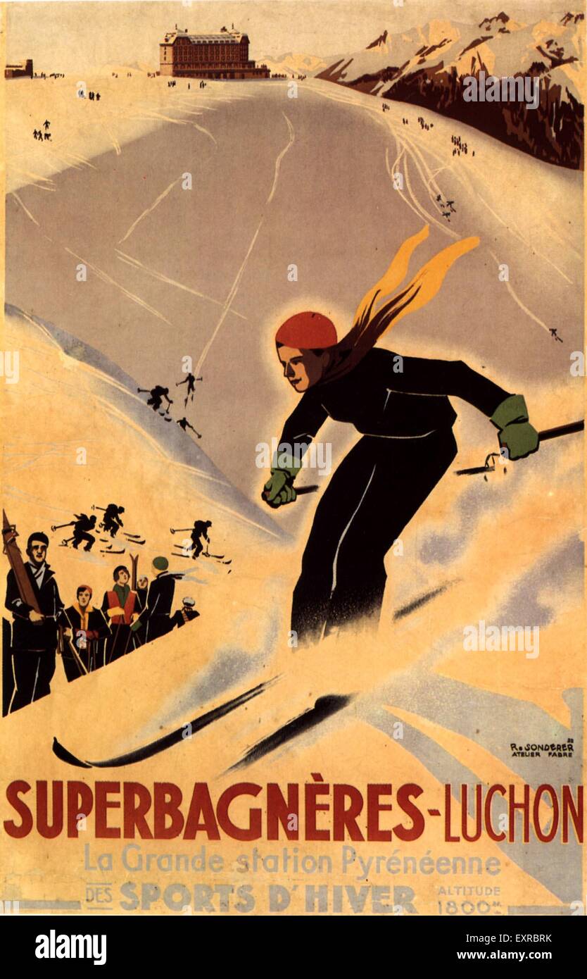 Années 1920, la France affiche de sports d'hiver Banque D'Images