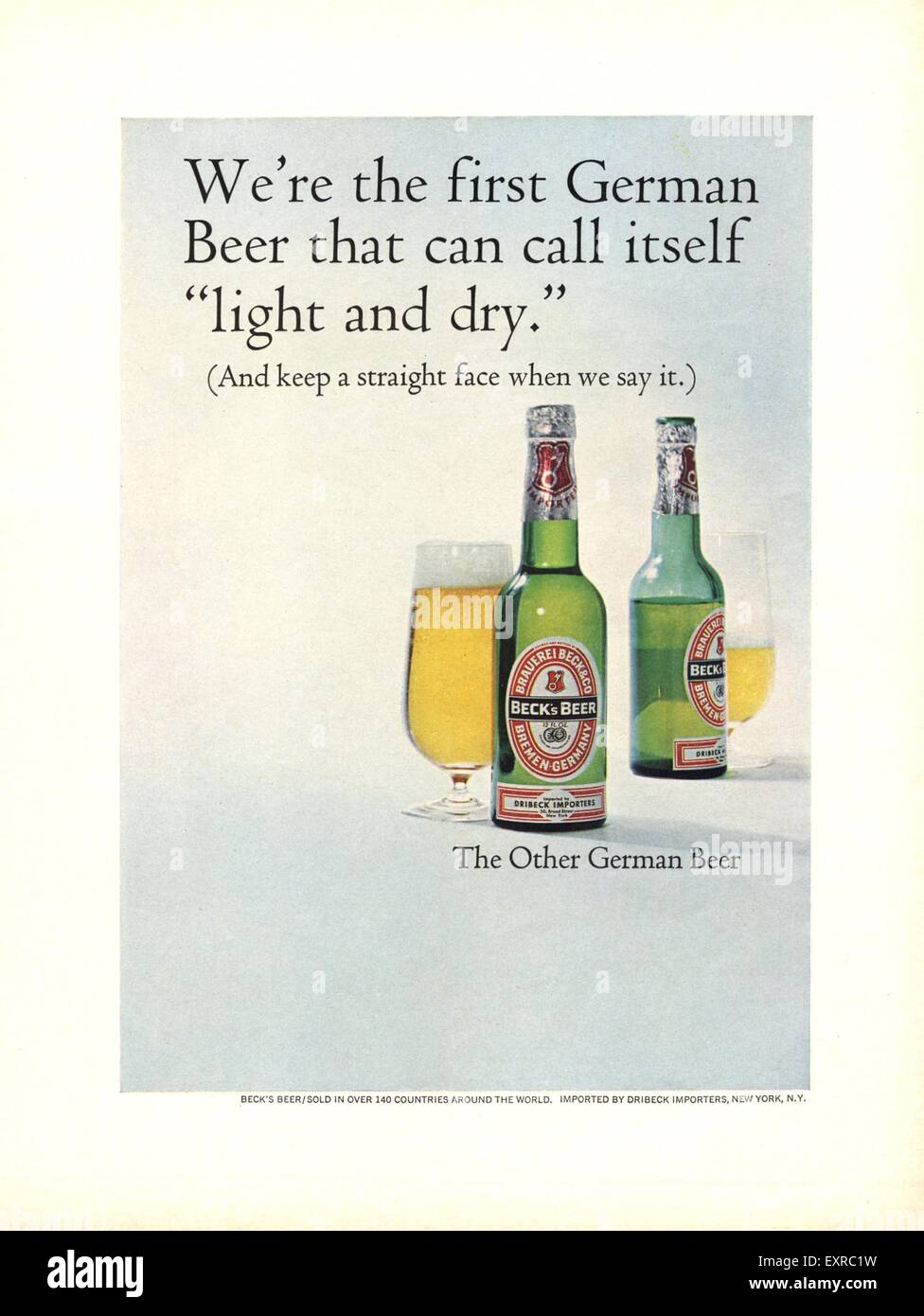 1960 USA Beck's Beer Magazine Advert Banque D'Images