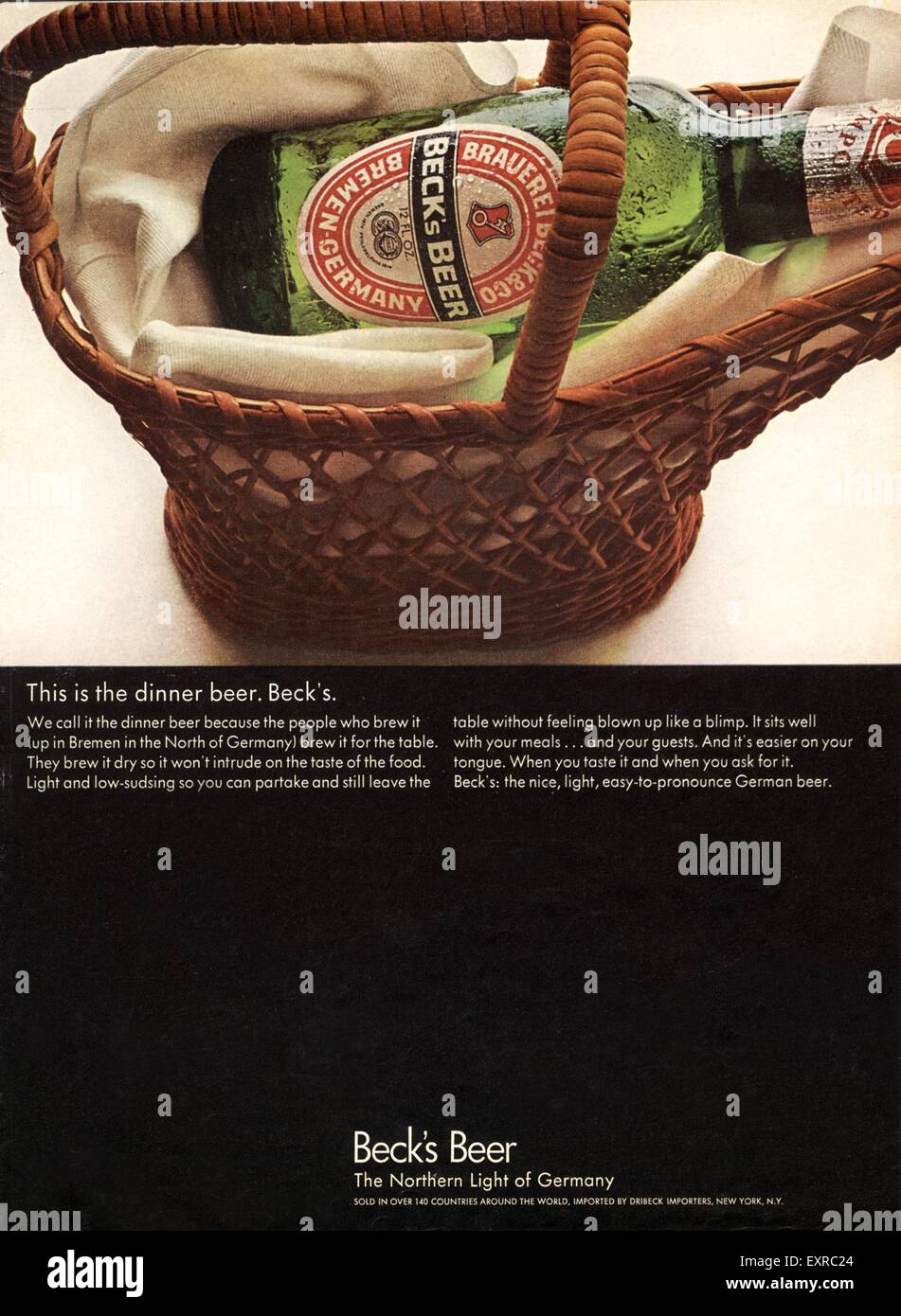 1960 USA Beck's Beer Magazine Advert Banque D'Images