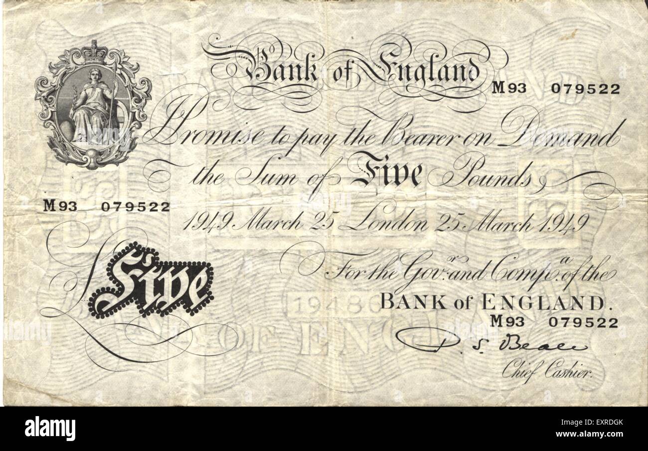 White five pound note Banque de photographies et d’images à haute ...