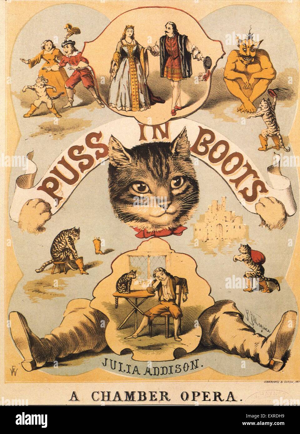 1860s UK Puss In Boots Partitions couvrir Banque D'Images