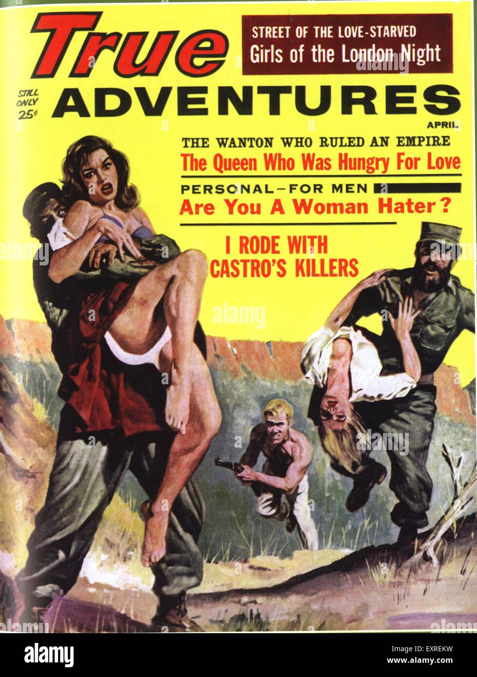 1950 USA True Adventures Pulp Fiction couverture de magazine Banque D'Images
