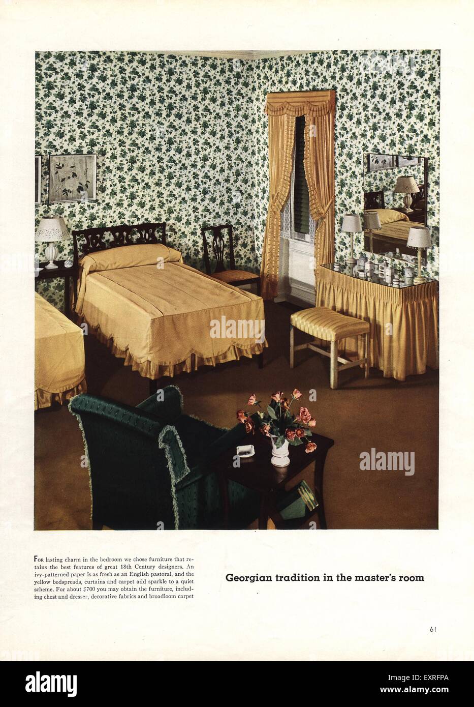 1940 USA tradition georgienne Chambres Plaque Magazine Banque D'Images