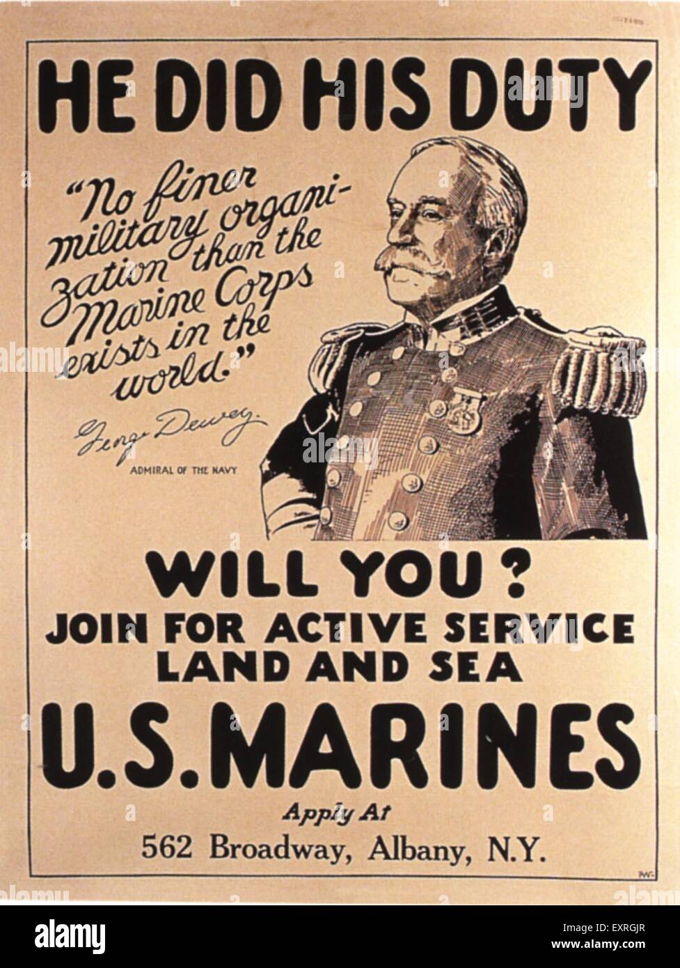 1910 USA Affiche de recrutement de l'Armée Banque D'Images