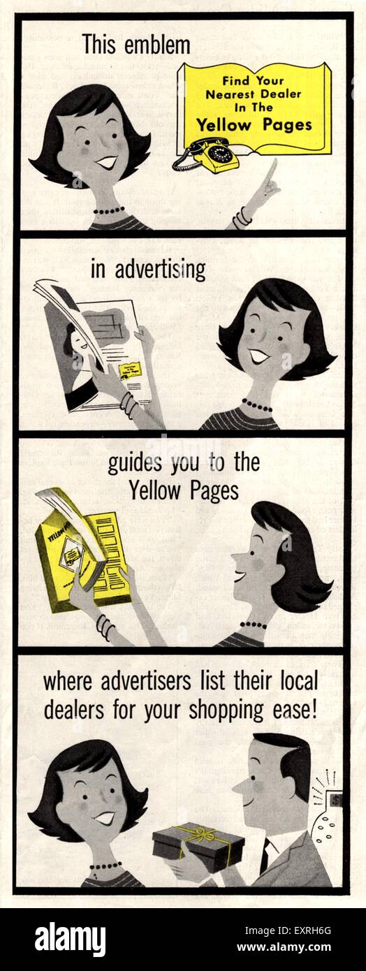 1950 USA Pages Jaunes annonce Magazine Banque D'Images