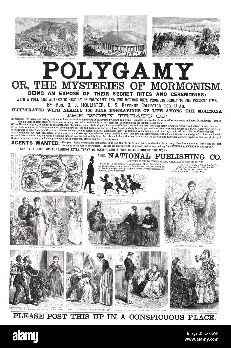 1870 UK La Polygamie Poster Banque D'Images