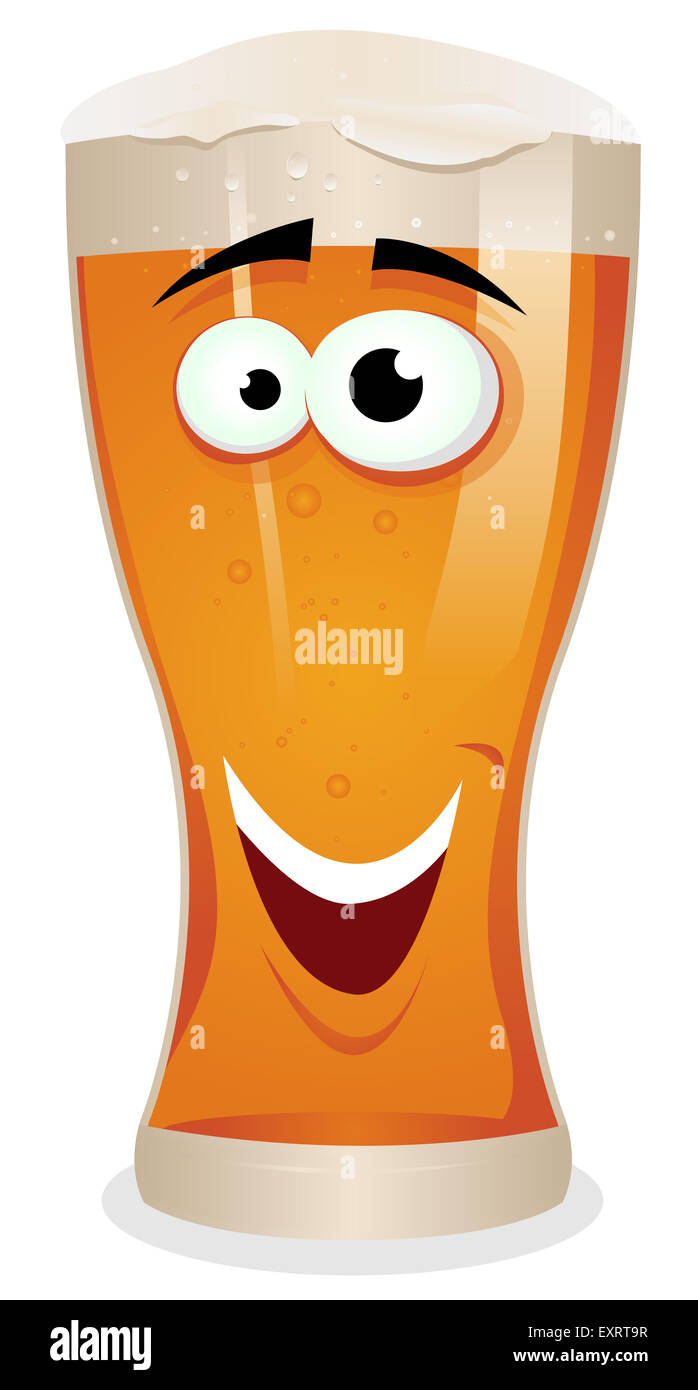 Illustration d'un drôle de dessin animé heureux caractère verre de bière,  smiling Photo Stock - Alamy