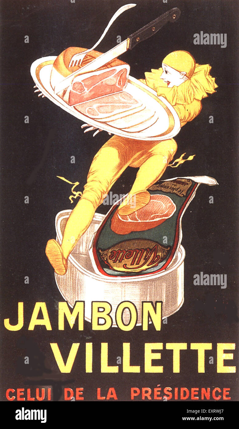 Années 1920 France Jambon Villette Poster Banque D'Images