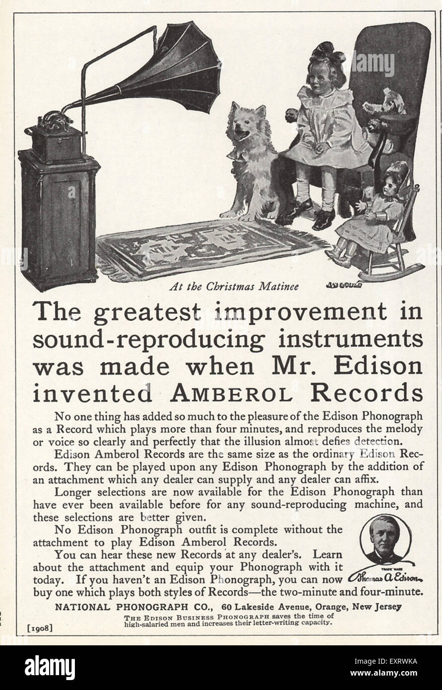 Années 1900 USA Amberol joueurs Record Annonce magazine Banque D'Images