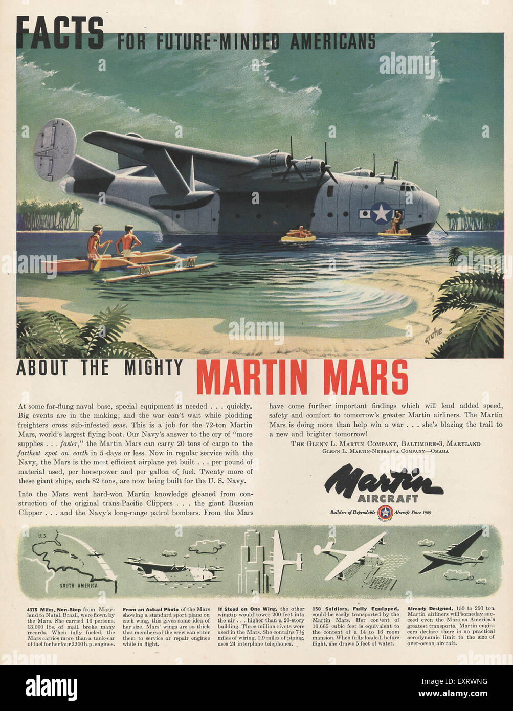 1940 USA Martin annonce Magazine Banque D'Images