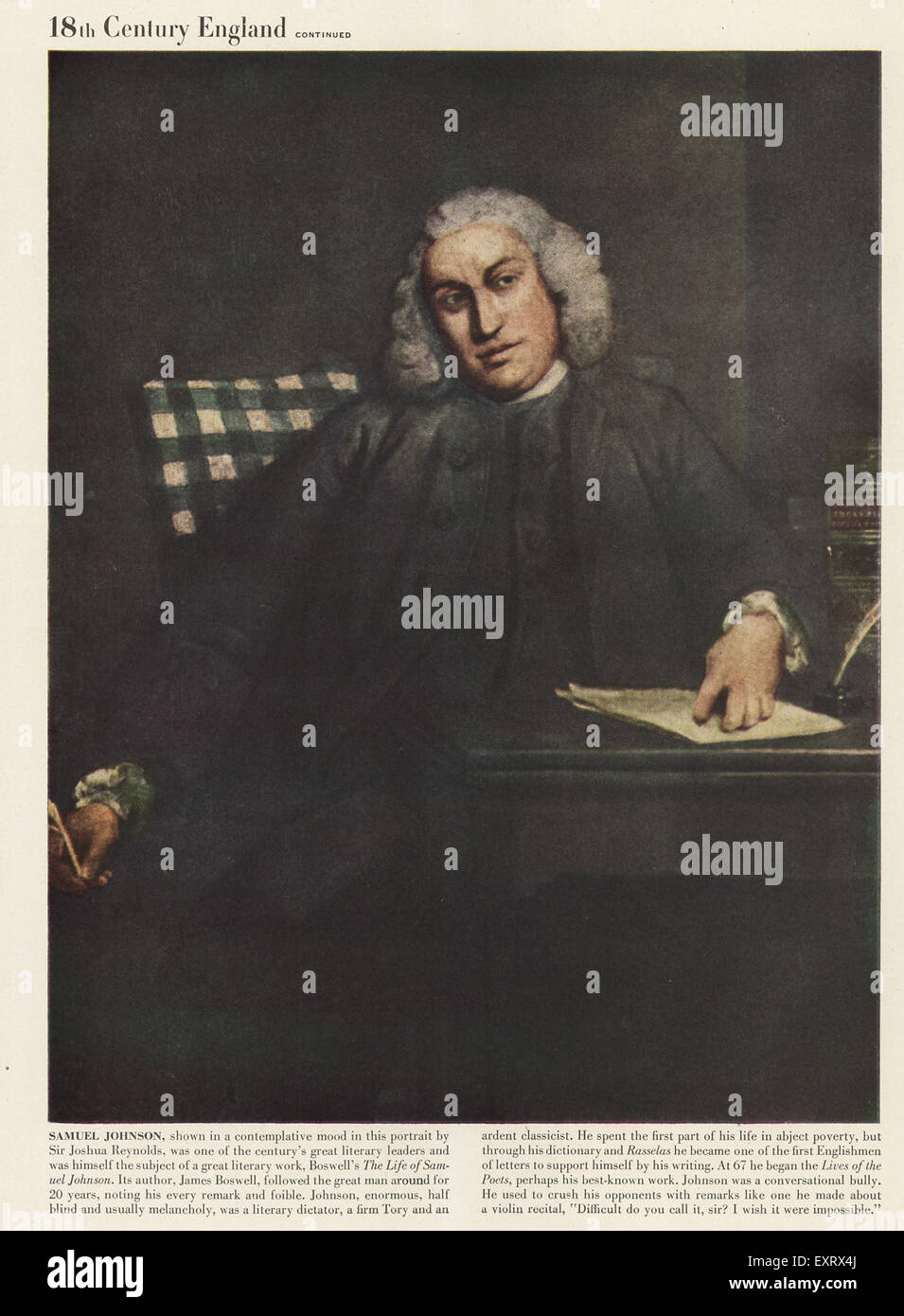 1940 USA Samuel Johnson Plaque Magazine Banque D'Images