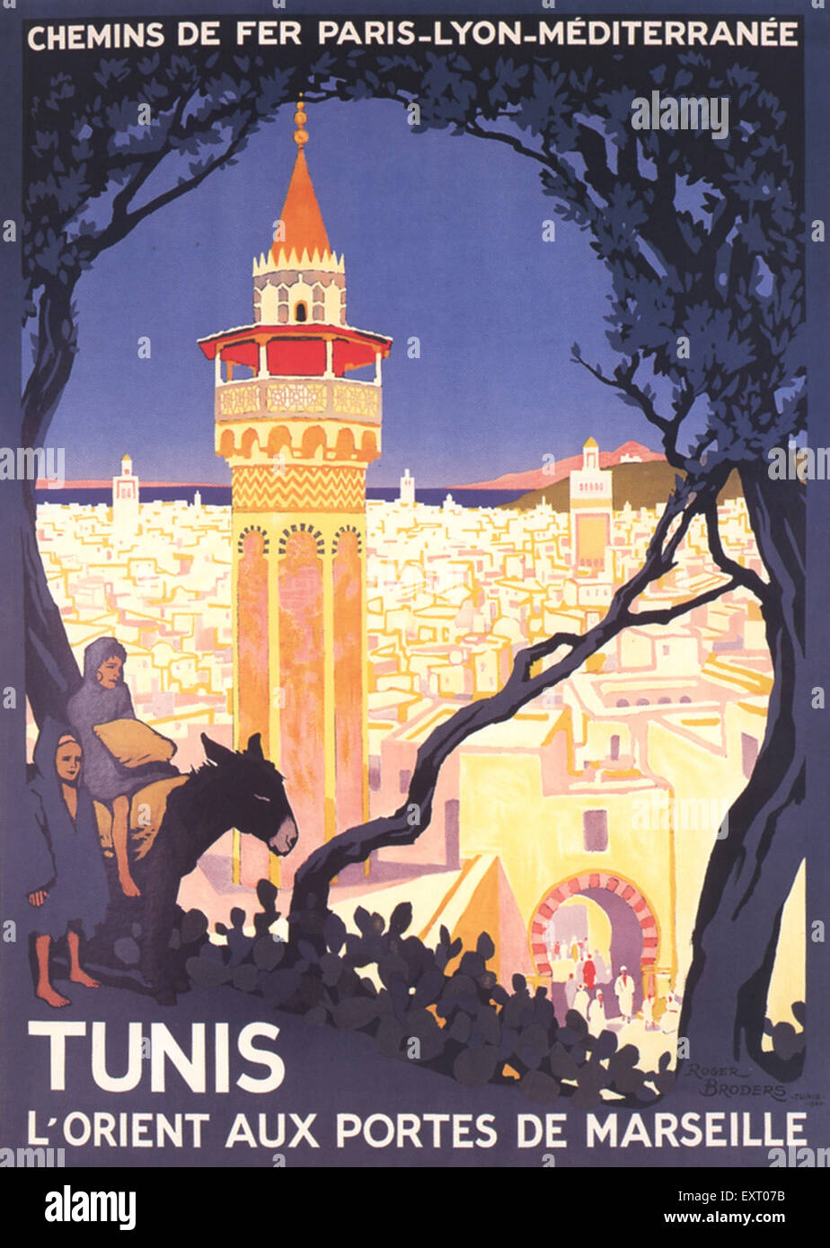 Années 1920, la France affiche de Tunis Banque D'Images