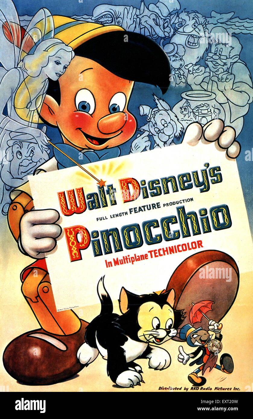 1940 USA Walt Disney Pinocchio affiche de film Banque D'Images