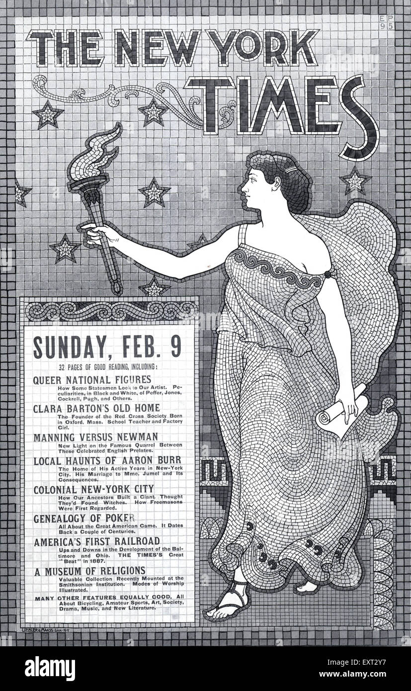 1890 UK Le New York Times Magazine Plate Banque D'Images