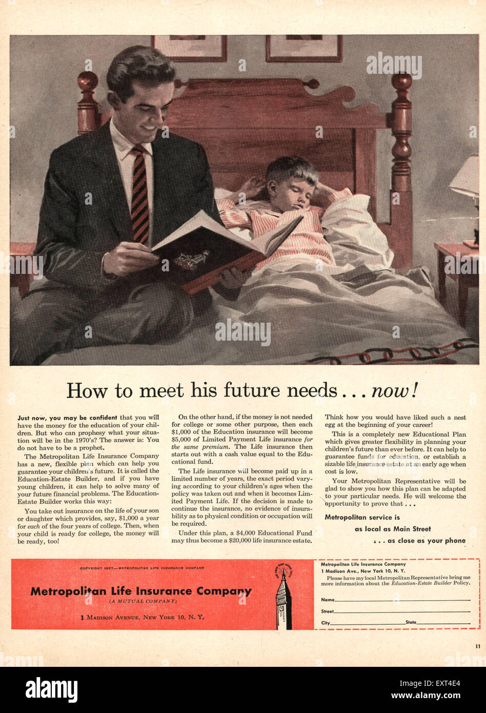 1940 USA Metropolitan Life Insurance Annonce magazine Banque D'Images