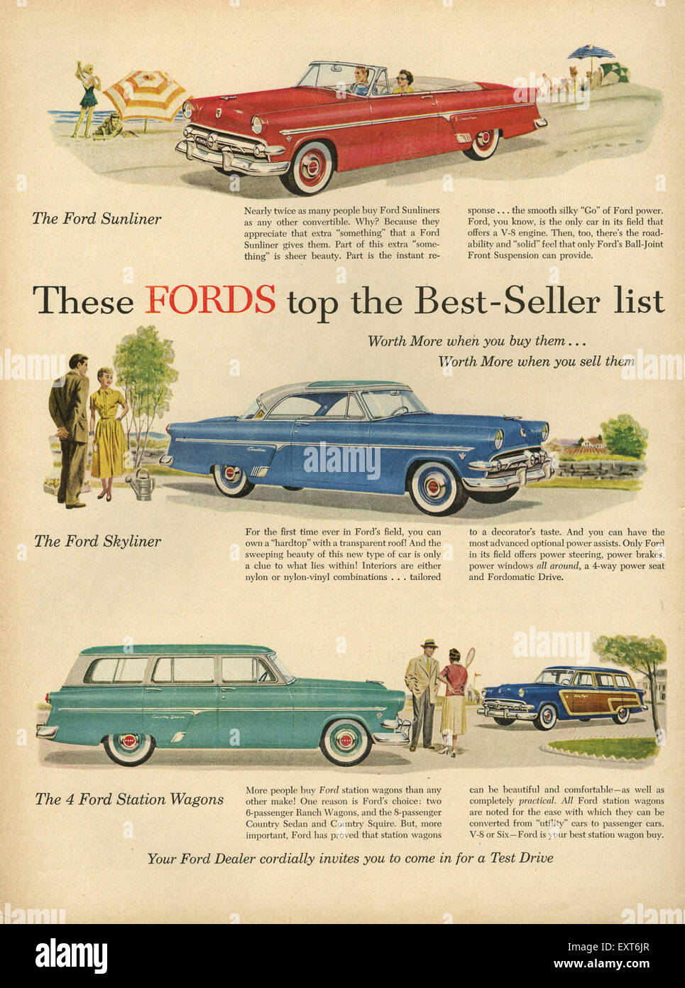 1950 Ford annonce Magazine USA Banque D'Images