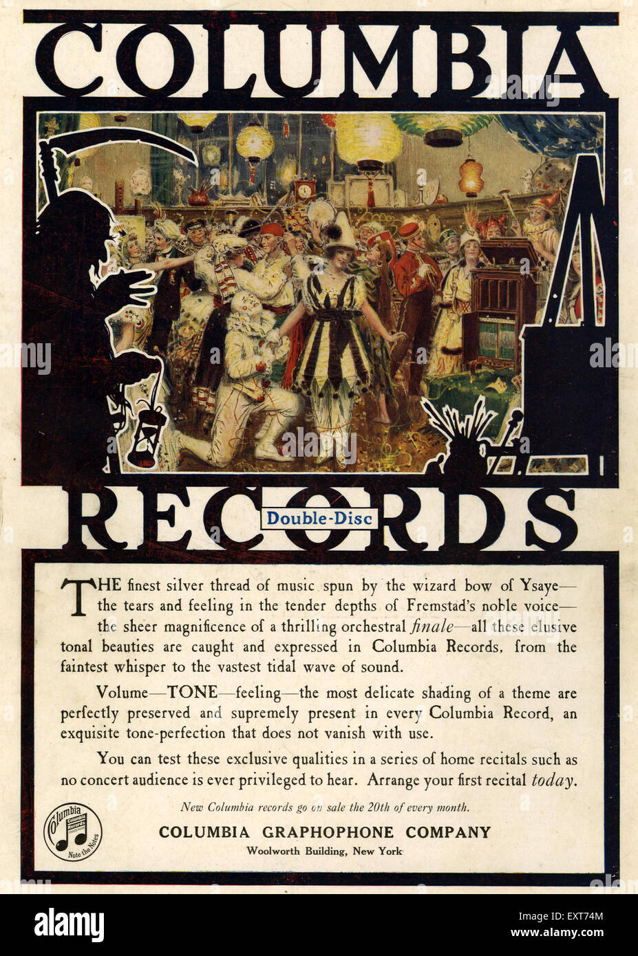 1920 USA Columbia Records Banque D'Images
