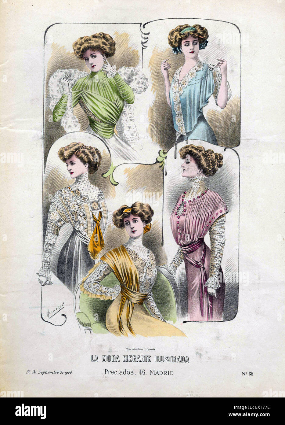 Années 1900 Espagne Plaque Revue de mode Banque D'Images