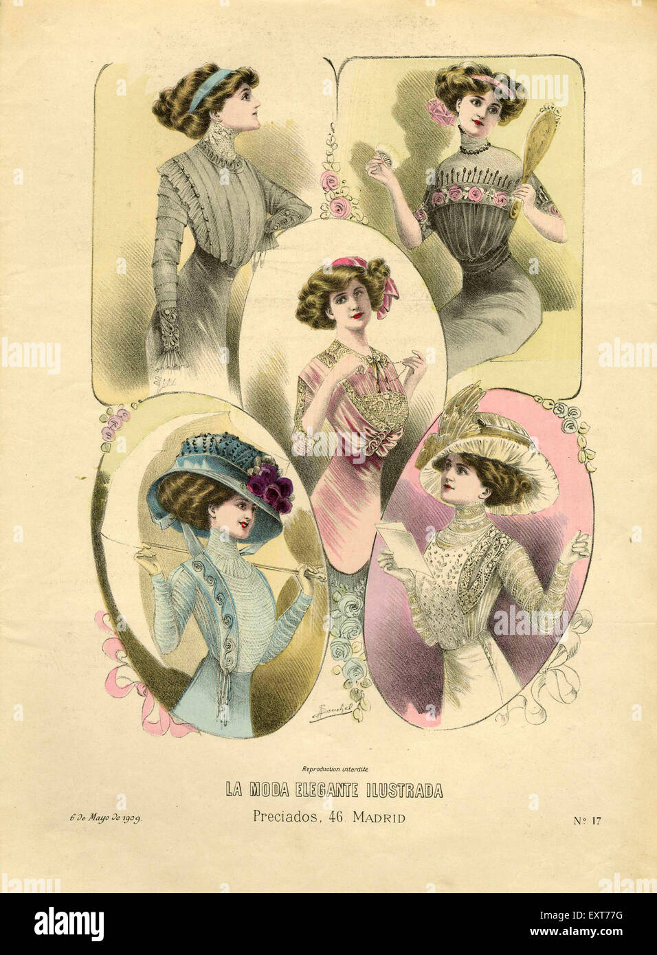 Années 1900 France Français française Plaque Magazine Chapeaux Banque D'Images