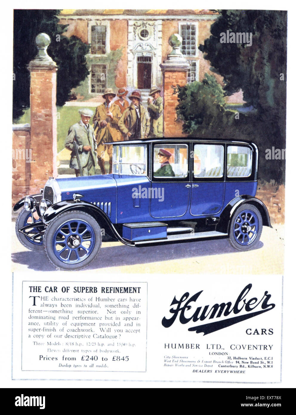 1920 Humber Royaume-uni Annonce magazine Banque D'Images