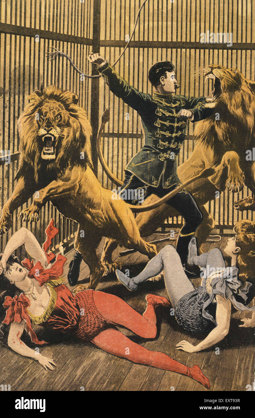 1910s UK dans la Cage du lion Plaque Livre Banque D'Images