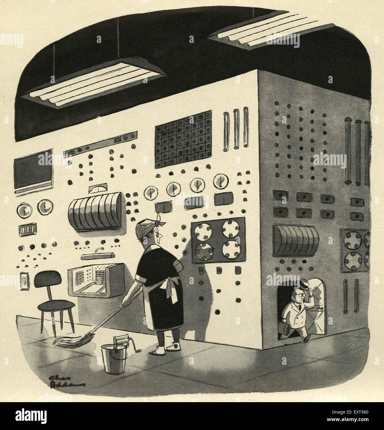 1950 UK Technology Comic/ Plaque de dessin animé Banque D'Images