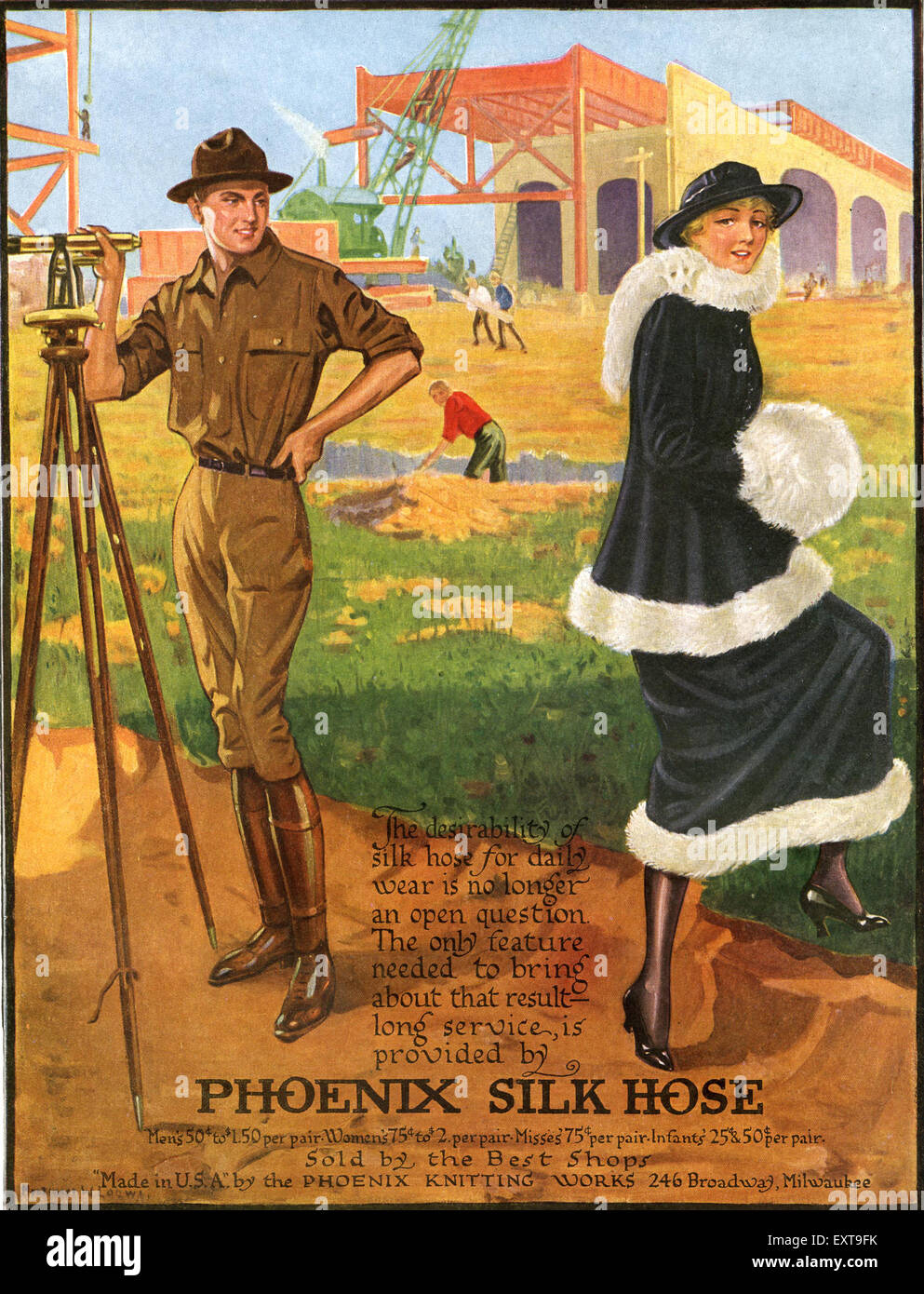 1920 USA Phoenix Magazine annonce flexible de soie Banque D'Images