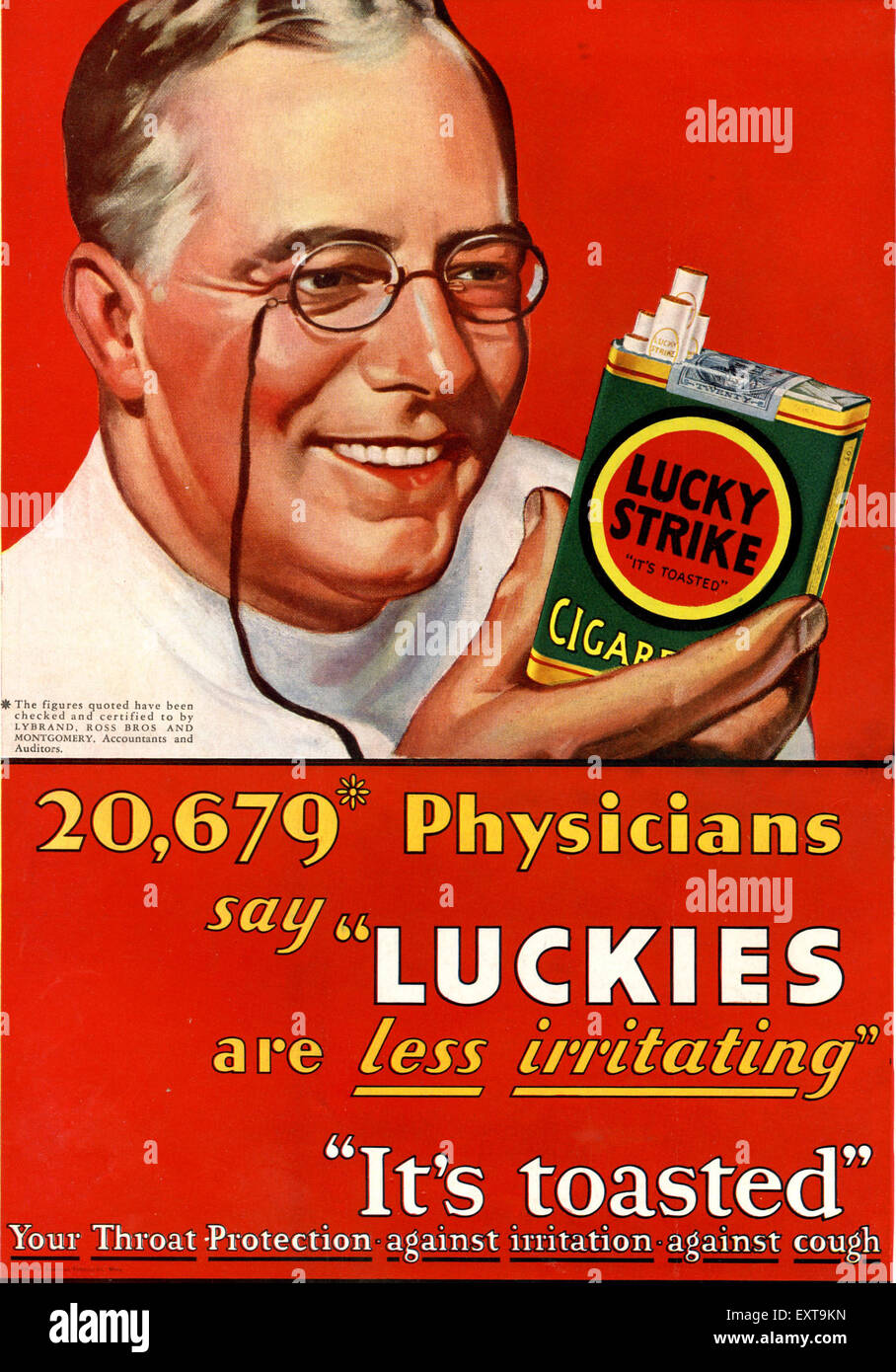 1930 USA Plaque Magazine Lucky Strike Banque D'Images