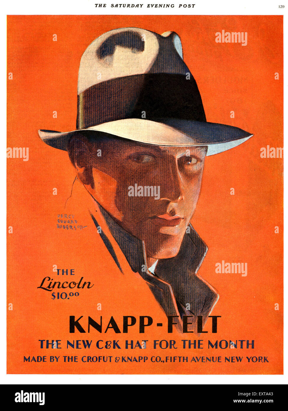 USA 1920 Knapp-Felt Annonce magazine Banque D'Images