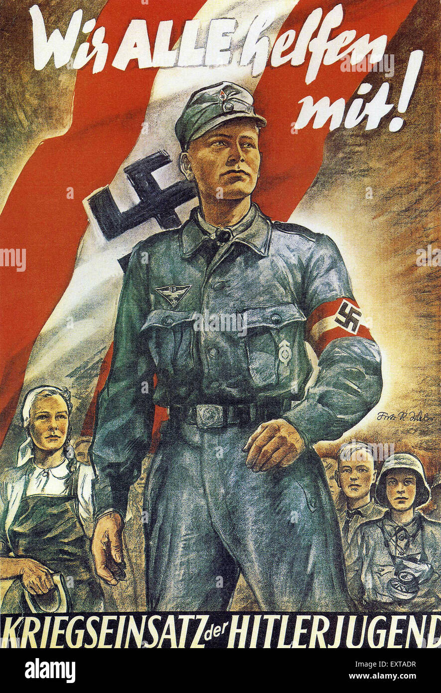 1940 Allemagne Hitler Affiche jeunesse Banque D'Images