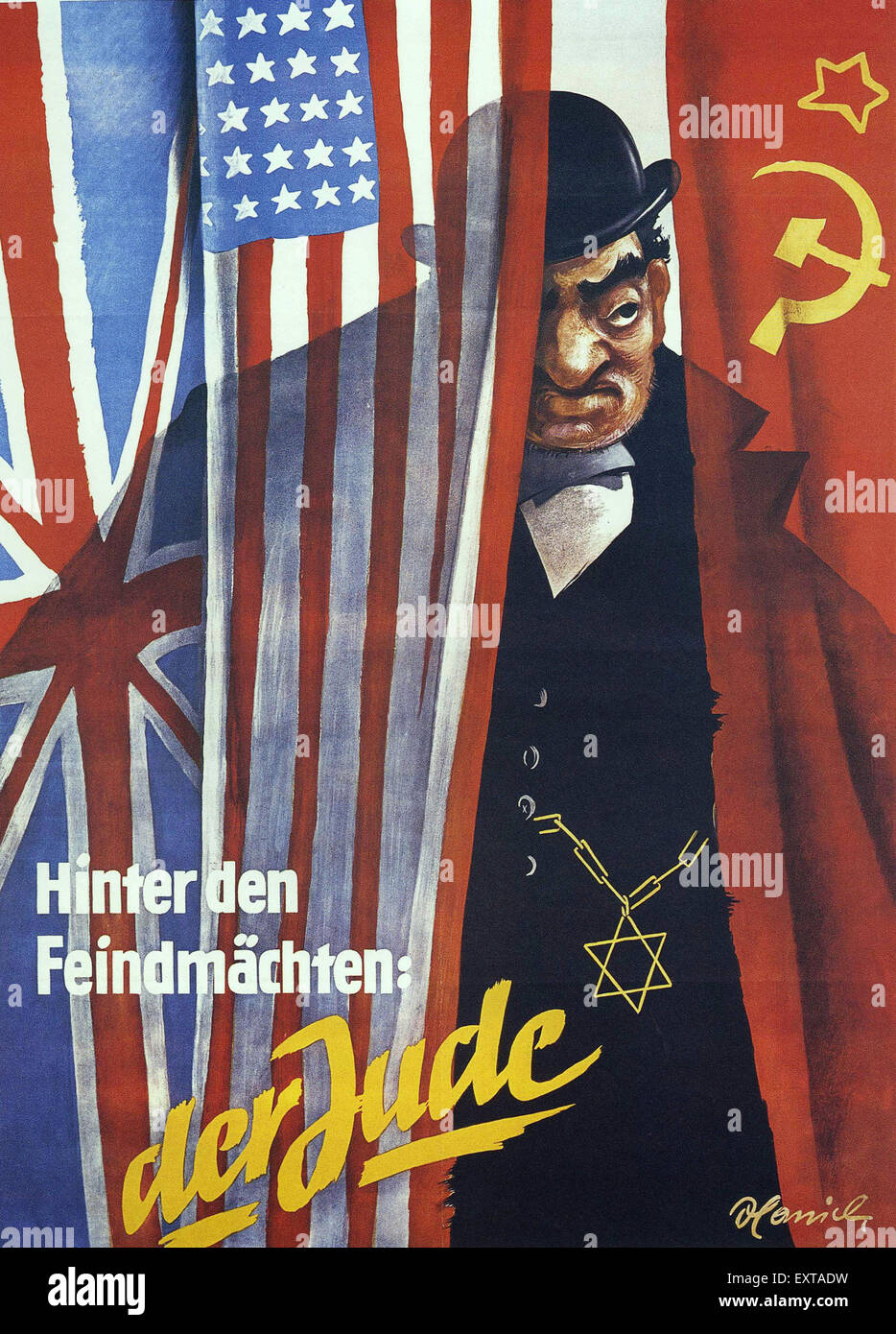 1940 L'Allemagne affiche antisémite Banque D'Images