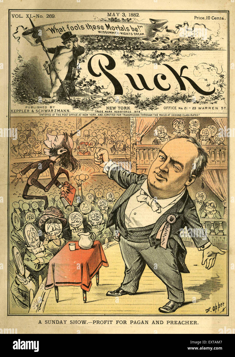 1880 USA couverture de magazine Puck Banque D'Images