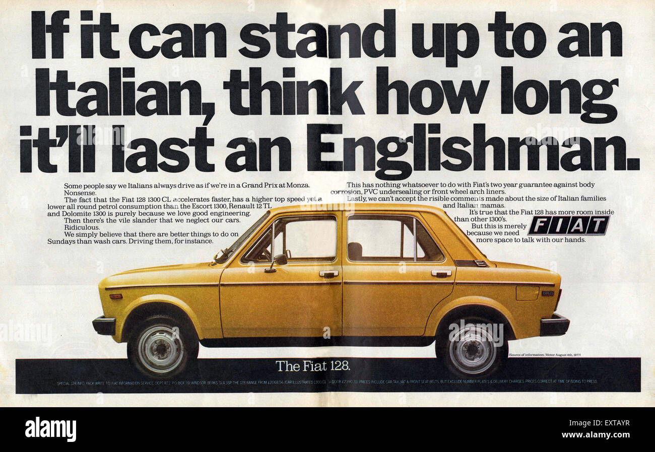 1970 Fiat annonce Magazine UK Banque D'Images