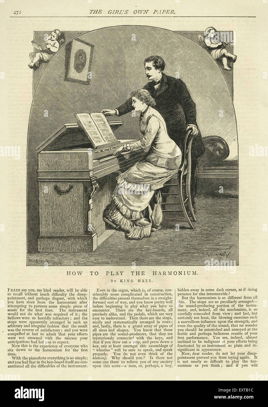 1890 UK Harmonium Leçon Banque D'Images